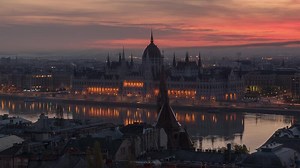 Budapest Hungary - Hungarian Parliament Building - Sunrise Time Lapse