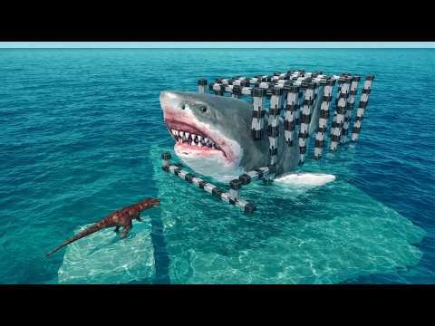 Carnivorous Dinosaurs Attempt Megalodon Rex Extraction – Underwater Tunnel Gauntlet