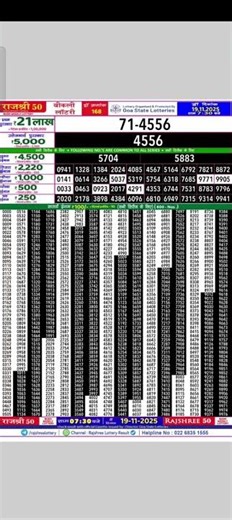 Rajshree 50 Lottery Result Today 19.11.2025 | Goa Rajshree Lottery Result Today #goastatelottery