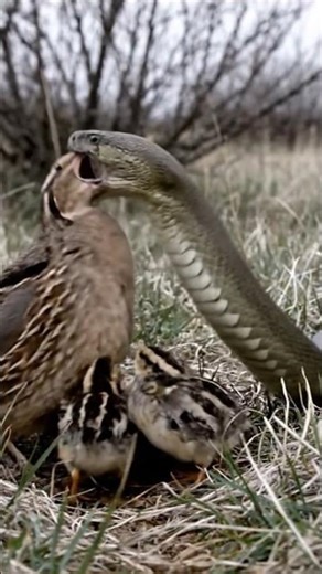 A Python Targets Quail Chicks... Until a Falcon Intervenes 🦅 #shorts #wildlife