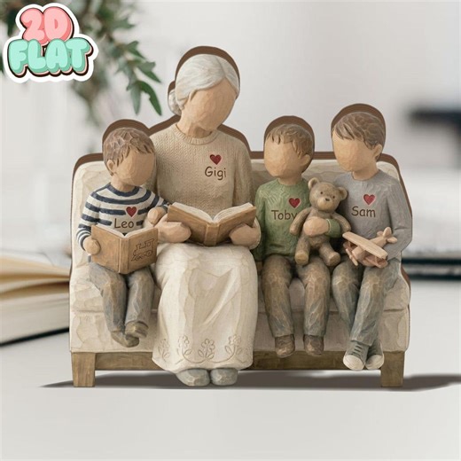 Personalized Grandma Wooden Block, Grandmother With Grandkids Decor, Custom Family Keepsake, Mothers Day Gift for Grandma, Nana Reading Kids - Etsy