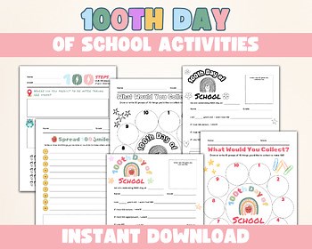 100th Day of School Printable Activities  Fun and Educational Worksheets for Kid