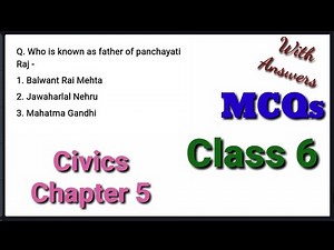 MCQ Class 6 civics chapter 5 | class 6 sst mcq Question with answers | Panchayati Raj mcq