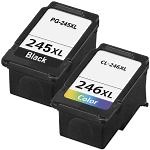 Replacement Canon 245XL 246XL Ink Combo Pack of 2 - High Yield: 1 PG-245XL Black, 1 CL-246XL Tri-color
