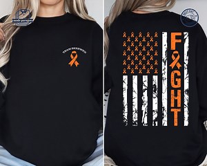 Personalized Leukemia Fight USA Flag Shirt, Orange Ribbon Sweatshirt, Leukemia Cancer Awareness Hoodie, Leukemia Warrior Team Name Tshirt - Etsy