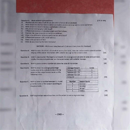 Class 8th, COMPUTER paper 2026