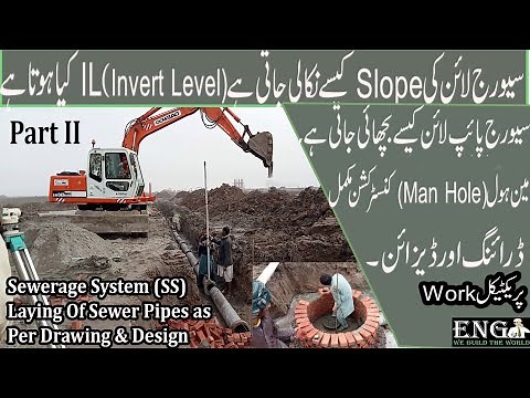 How to Lay Sewer Pipe line With Slope II Laying of Sewer pipes II M.H Construction,Benching Part II