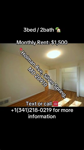 HOUSE FOR RENT 🏡 📍Holman Ave, Silver Spring, MD 20910 3bed and 2bath. 900square feet MONTHLYRENT:$1,400. DEPOSIT:$600 Text smiths 1(341) 218-0219 to schedule your appointment with post pic Welcome to your 2 level townhome located an 11 minute walk into the Forest Glen Metro Station! Step through the front door and hang your jacket in the custom shelves built to maximize space. The living and dining area is accentuated by the gorgeous newer kitchen with marble countertops and center island. The