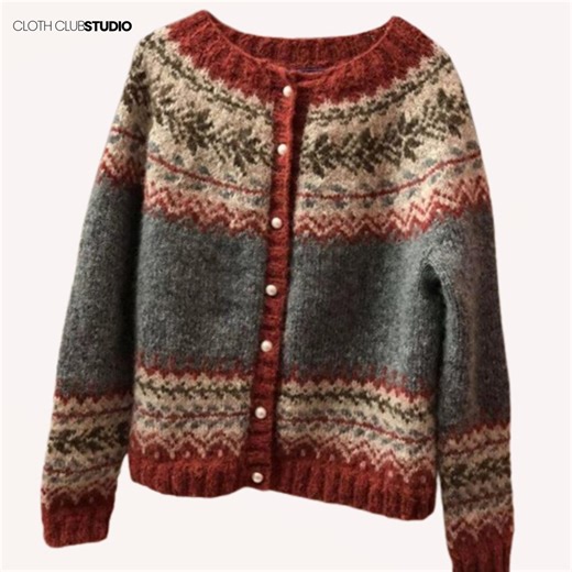 Women’s Fair Isle Knit Cardigan Nordic Button Sweater - Etsy UK