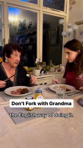 Leah Lamarr on Instagram: "My grandmother-in-law taught me how to eat like a civilized human being and it was tragic. 🤣 I never knew this whole time I ate like a wild boar. We love Grandma!!! More British Etiquette lessons coming soon, because, well… I need them. 😎 #etiquette #grandma #greatbritishbakeoff"