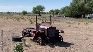 Oldtimer Car on the Loneliest Road in America on Highway 50 - US 50 West across the USA