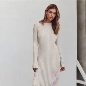 Dissh ADA STONE LONG SLEEVE MIDI DRESS