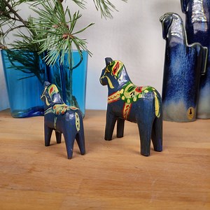 SUPER RARE Vintage Dala Horse - Dalarna - Antique - Wood Swedish Design - Handmade - Hand Painted Very Old 1950s Navy Blue Collectible - Etsy Canada