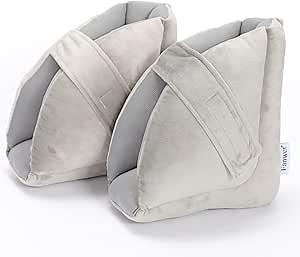 Fanwer Heel Protectors for Pressure Sores - Foot Suppot Pillow, Heel Cushions for Heel Pain Relief, Bedsores, Pressure ulcers, Bedridden, 2 Pcs, Gray