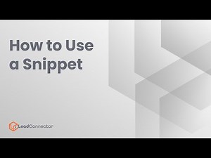 How to Use a Snippet