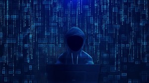 Virus code software hack. Cyber security Cybercriminal hacker sensitive personal digital data dangerous cyber attack, user private data security encryption. Cyber security and data protection 4K 3D