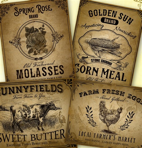 Vintage Farmhouse Kitchen Labels: Printable Pantry Jar Decor (digital Download) - Etsy