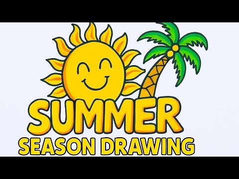 Summer season drawing/Beautiful Summer Scenery Drawing/Summer Vacation Drawing/Summer holidays art
