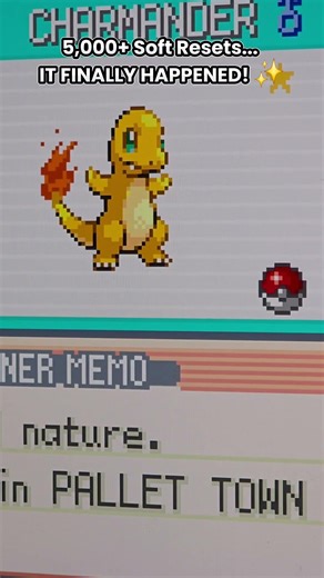SHINY CHARMANDER after 5,000+ Soft Resets! ✨ #pokemon