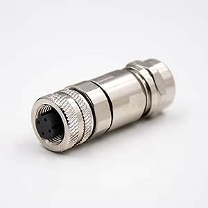 Elecbee M12 Connector 4 Pin Field Wireable Connector D Coded Female Straight for 22AWG 0.34mm² Cable