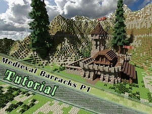 Minecraft Tutorial: How to Build A Medieval Barrack! Part 1/2