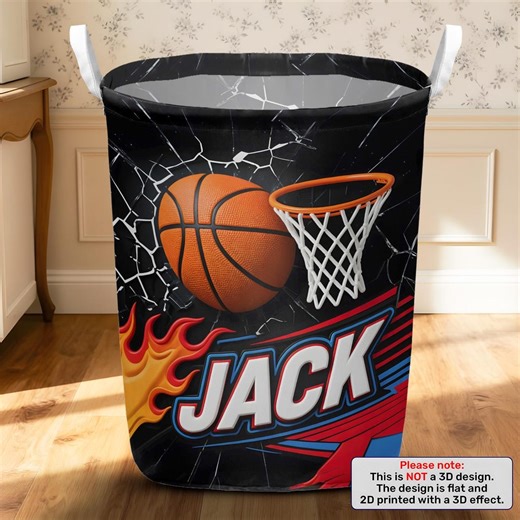 Personalized Basketball Laundry Basket, Custom Name Sports Hamper, Boys Room Decor, Basketball Gift, Kids Storage Bin - Etsy