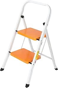 Amazon.com: Taburete plegable de escalera de 2 escalones, taburete de escalera de aluminio ligero mejorado de 2 pies con pedal antideslizante ancho, mango conveniente, taburete de acero portátil, escalera de : Herramientas y Mejoras del Hogar