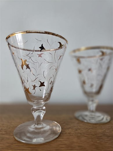 Vintage 1950's Libbey "royal Fern" Pattern Stemware With Gold and Floral Accents - Etsy UK