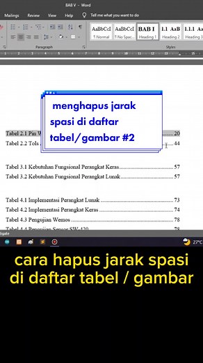 Cara Menghapus Jarak Spasi di Daftar Gambar dan Tabel