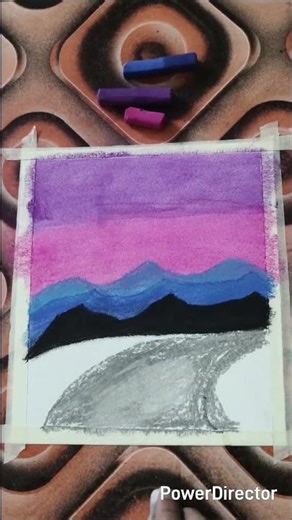 Easy Road Sunset Drawing |Landscape with soft pastels #shorts #youtubeshorts #art