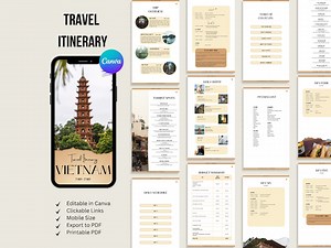 Vietnam Editable Travel Itinerary Template, Canva Mobile Travel Planner, Vietnam Travel Guide, Travel Itinerary Vietnam - Etsy UK