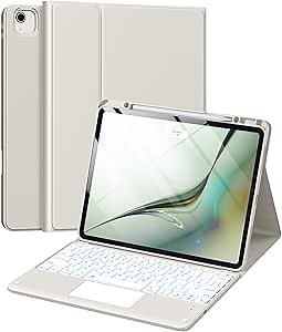 for iPad Air 13 Inch (M4/M3/M2) & Pro 12.9 Case with Keyboard | Multi-Touch Trackpad, 7 Colors Backlit, Detachable Keyboard Cover for iPad Air 13/Pro 12.9 6th 5th 4th 3rd Gen,Starlight-gray