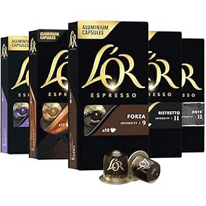L'OR Espresso Capsules, 50 Count Variety Pack, Single-Serve Aluminum Coffee Capsules Compatible with the L'OR BARISTA System & *Nespresso Original Machines