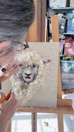 The sheep may be finished. Now to let him rest to see if anything else needs attention. Thank you very much to those who prompted me to look at the image differently. I moved one of his eyes! #wool #fleece #textiles #textileartist #sheep | Art in Textiles