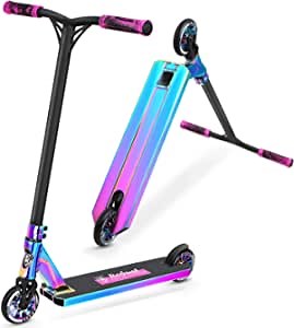 Pro Scooter, Trick Scooters for Teens Adults and 8 Years Up Kids - Aircraft Aluminum Oil Slick Freestyle Stunt Scooter - Complete Beginner and Intermediate Scooter(Neo Chrome)