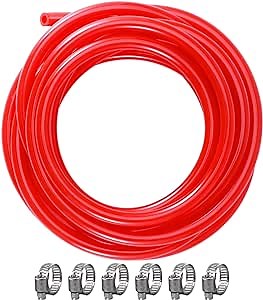 15ft-Hilangsan Beer Gas Line CO2 Tubing for Kegerator, 5/16 Long Red PVC Kegerator Gas Line CO2 Hose for CO2 Regualtor, Draft Beer Dispenser Brewing Hose Kits with Hose Clamps