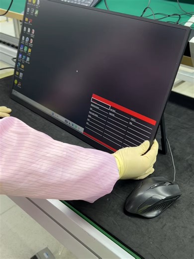 Power on test for a 25.6 inch portable monitor. Click. Light on. Sound check. Buttons, display, speakers — all tested on the line. Clean process. Calm sounds. Factory ASMR you can’t stop watching.#PortableMonitor #25InchMonitor #PortableDisplay #MonitorTesting #QualityCheck #FactoryASMR #AssemblyLine #ElectronicsFactory #OEMManufacturer #TechProduction #HowItsMade #SatisfyingVideo