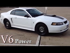 2000 Ford Mustang V6 walk around & rev (CHERRY BOMB EXHAUST) LOUD!!!