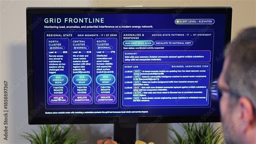 Cybersecurity Engineer Monitoring Supervisory Control And Data Acquisition - SCADA Operational Technology Incident Response Energy Security Concept