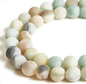 100pcs 8mm Matte Amazonite Beads Natural Gemstone Beads Round Loose Beads for Crafting and Jewelry Making