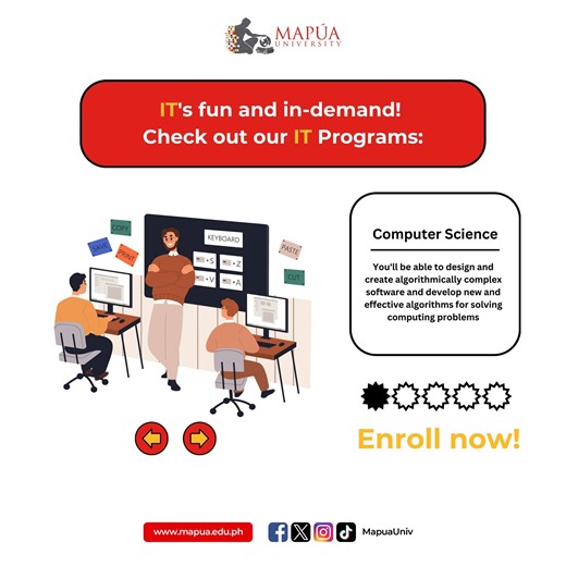 I.T.’s the one 👩‍💻👨‍💻 Pursue any of the 5 trending and in-demand Information Technology programs at Mapúa! ❤️💛 Which one did you spot? Comment below! 👇 | Mapúa University