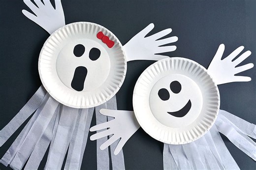 How to Make a Paper Plate Ghost | Ghost Handprint Craft