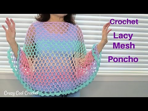 Crochet Lacy Mesh Poncho - Great Beach Coverup!