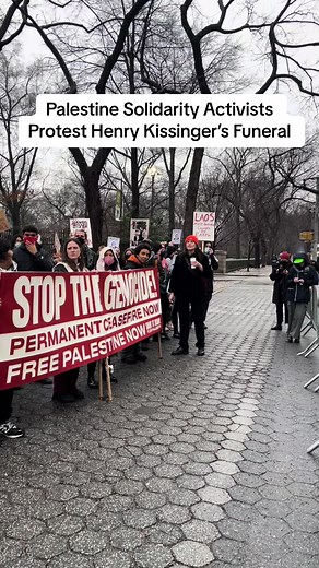 Palestine Solidarity Activists Protest Henry Kissinger’s Funeral