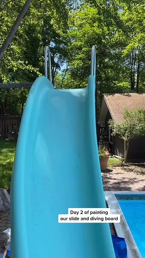 DIY Slide and Diving Board Painting Progress: Day 2