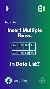 17 reactions | Excel Tips for Inserting Multiple Rows in Data List!...