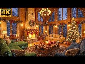 Relaxing Instrumental Christmas Music with Crackling Fireplace 📚 Festive Instrumental for Holiday