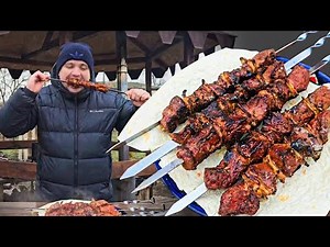 Juicy Beef Liver Shashlik Over Open Fire | Real Outdoor Cooking