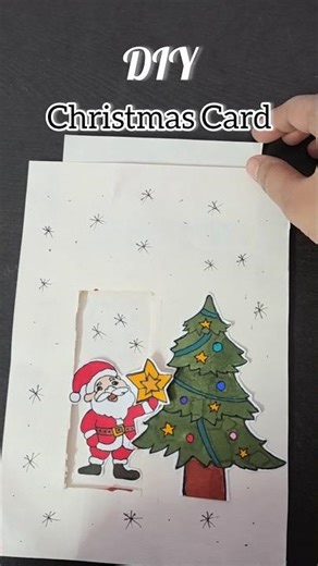 DIY Unqiue Christmas Card 🎄🎅 Easy Paper craft for kids| Moving Santa Pop-Up Card #Shorts #diy #craft