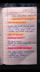 Improvement in food resources class 9 science chapter 12 Notes